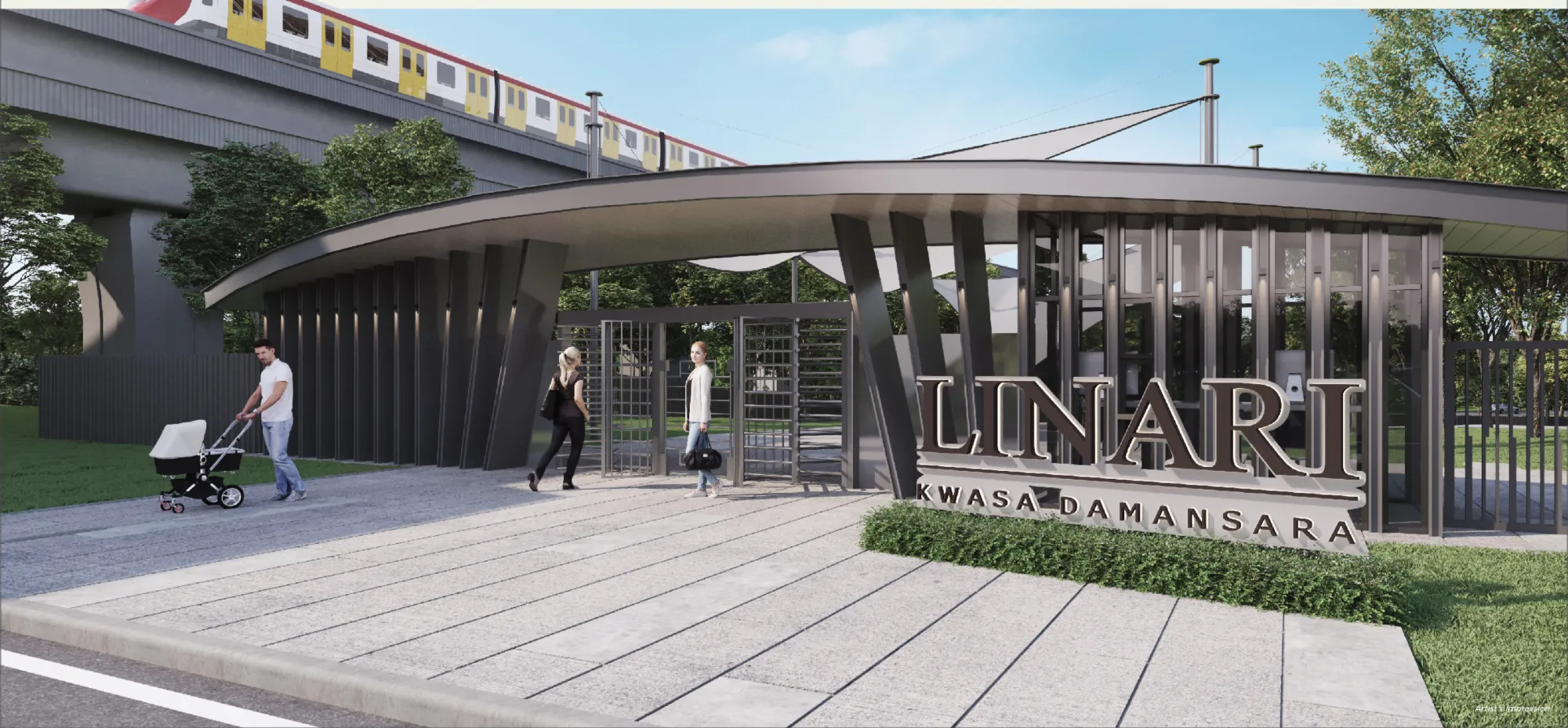 Linari Kwasa Damansara private gateway to Kwasa Damansara MRT station, artist's impression