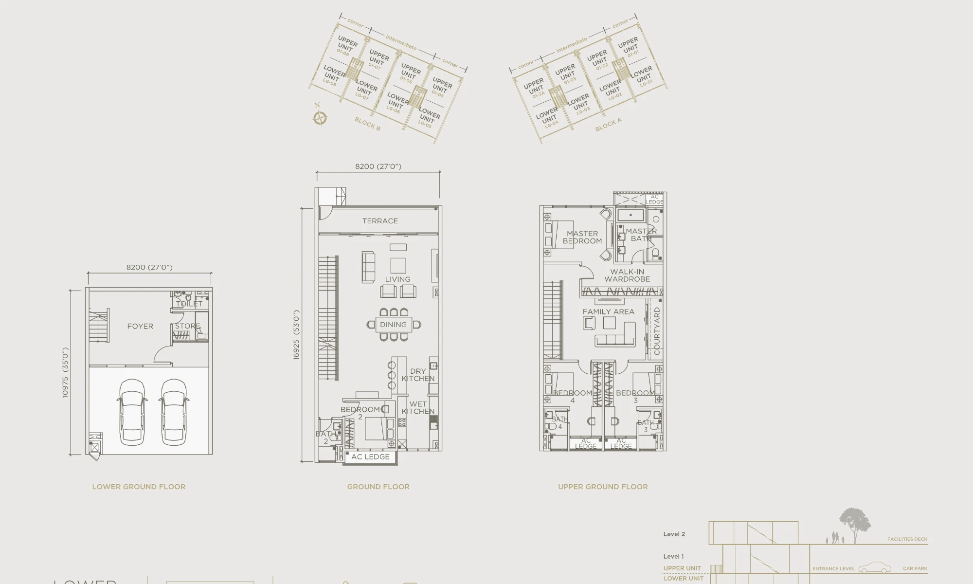Linari Kwasa Damansara floor plan Parkhome lower unit, 3,886 sq ft, 4+1 bed, 4+1 bath, intermediate