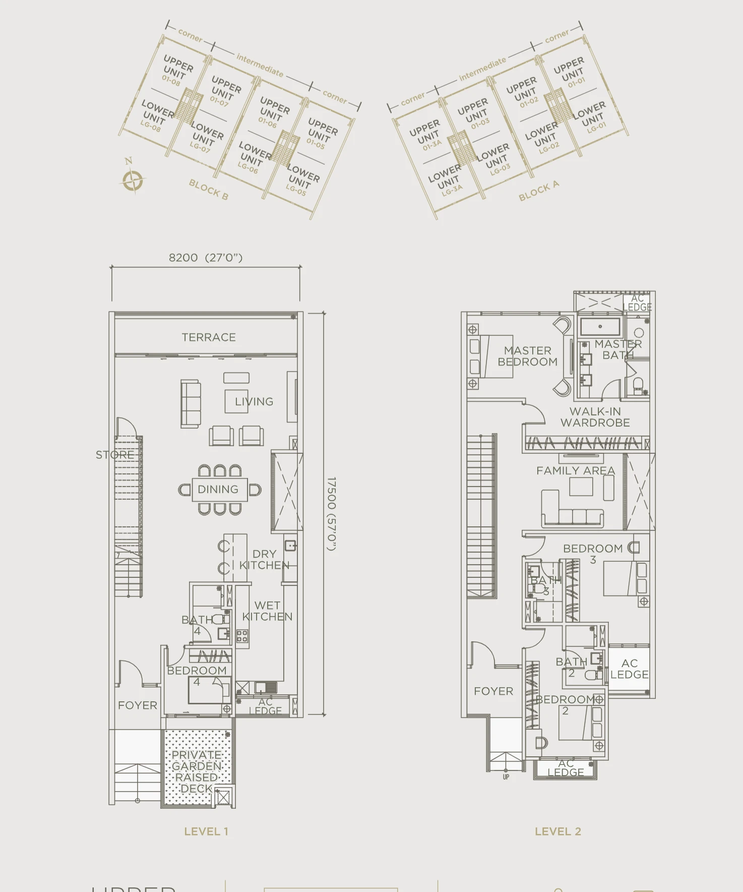 Linari Kwasa Damansara floor plan Parkhome upper unit, 3,337 sq ft, 4 bed, 4 bath, intermediate